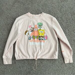 Spongebob Squarepants Sweatshirt Size S Adjustable Hem Crewneck Pullover